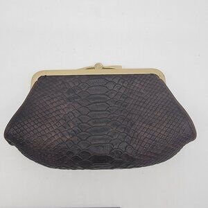 Abas Wallet Clutch Leather Dark Gray‎ Black Snakeskin Print